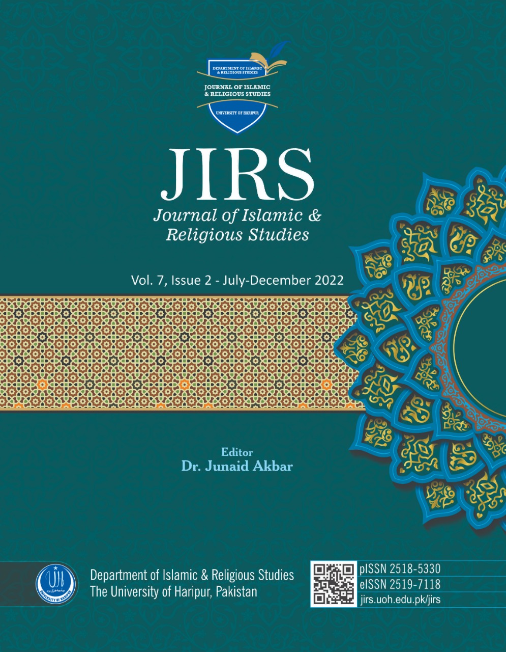 Cover Page of Journal of Islamic and Religious Studies Volume 7, Issue 2, July-Dec 2022